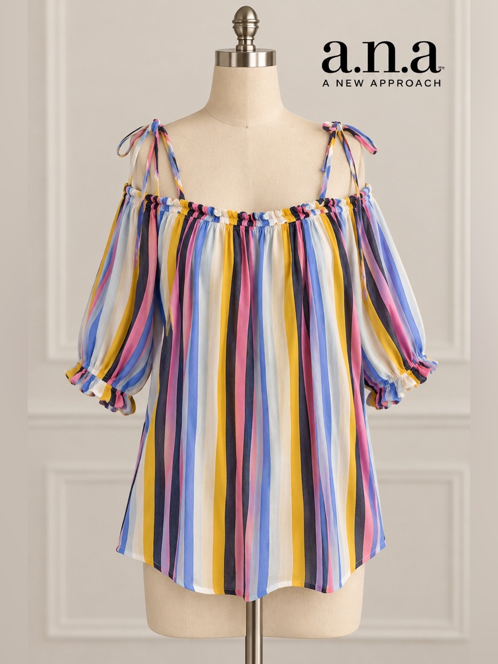 a.n.a A New Approach Off-Shoulder Striped Blouse Multicolor Size L